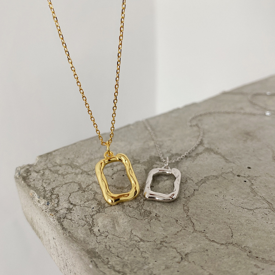 18K Gold Plated Plating Material 925 Sterling Silver Pendant Material 925 Sterling Silver Cable Chain Hollow Out Geometric Pendant Necklace