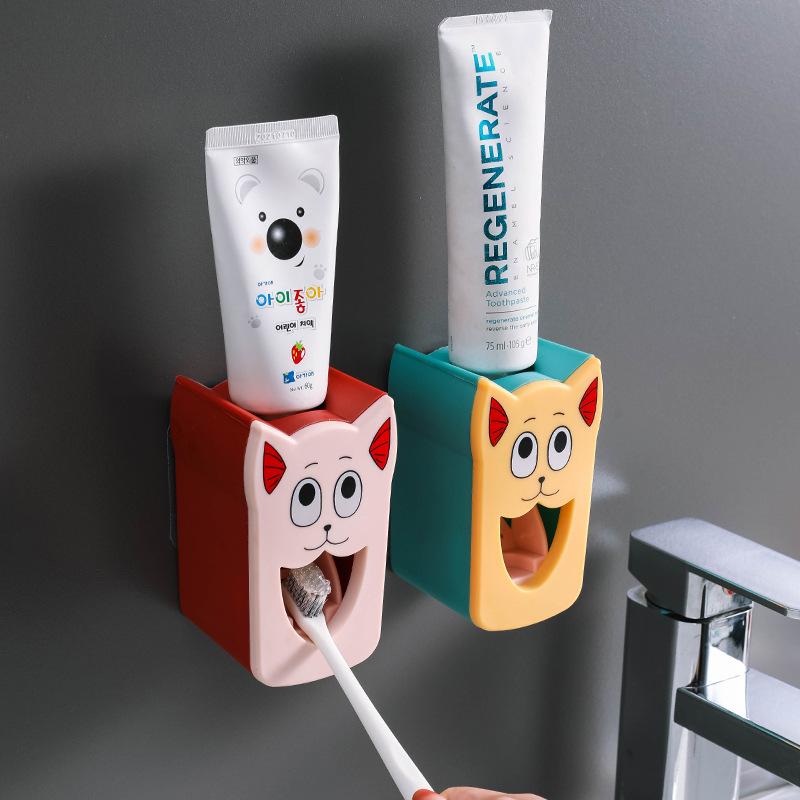 Perezoso Automático exprimidor de pasta de dientes baño artículos de tocador ponche-libre niños de dibujos animados pasta de dientes exprimidor al por mayor