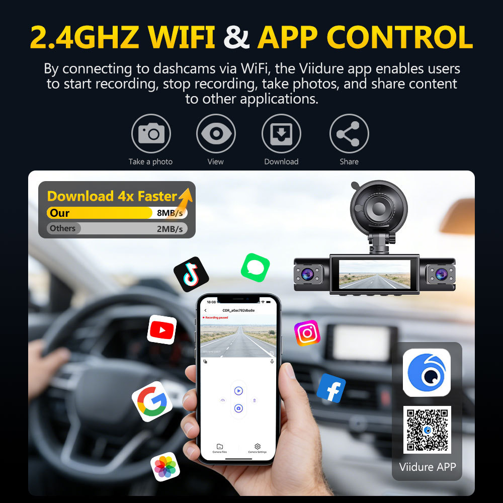 Cross-Border Four-Lens Dash Cam with Wifi Connectivity, Full-Range Monitoring of Front, Rear, Left, and Right Sides, and Night Vision