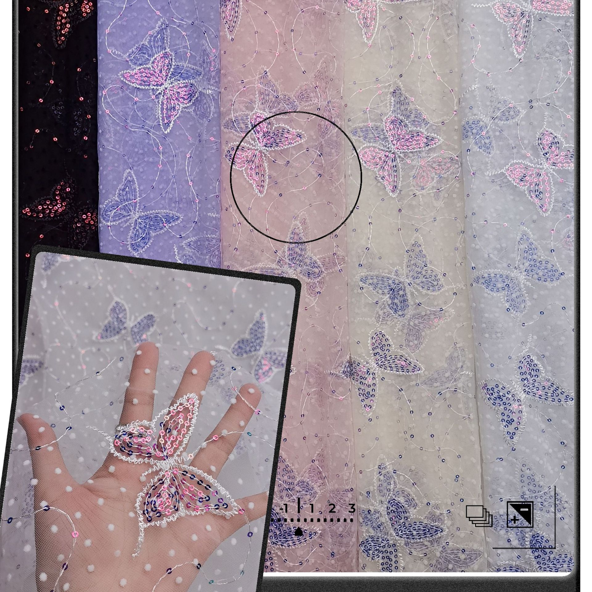 新款热卖~小清新仙美款锦特美网纱小Q点植绒乱网蝴蝶绣片裙装面料