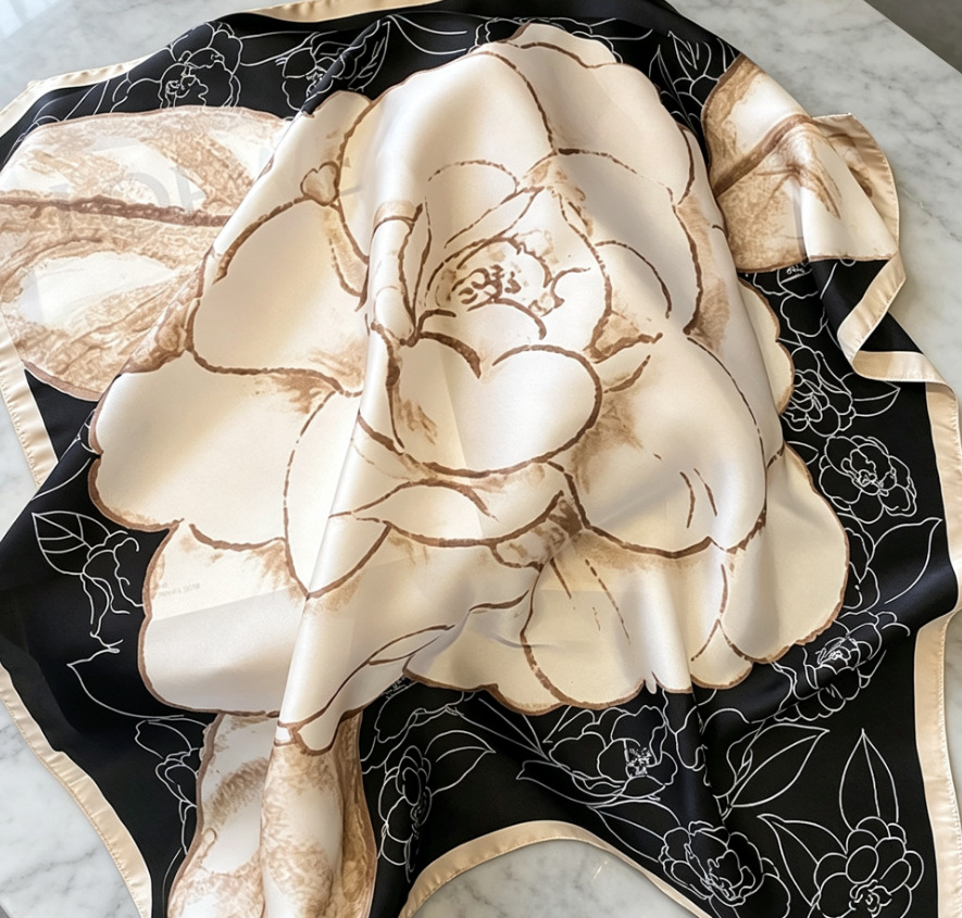 70 bufanda de seda bufanda cuadrada sentido de alta gama moda coreana salvaje profesional imitación bufanda de seda pequeña bufanda de seda con estampado retro mujer