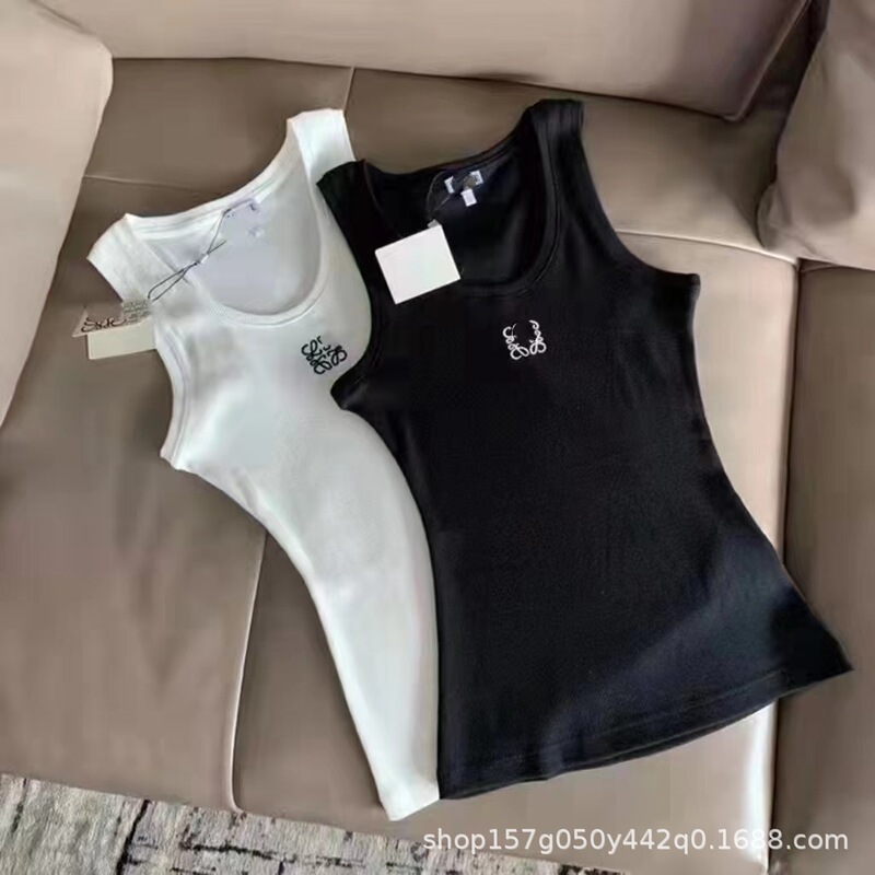 2023 Summer Luojia embroidered thread sleeveless inner vest elastic slim fit all-match sling factory one-piece delivery