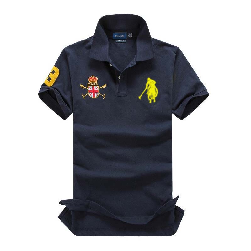 American Cross-Border Foreign Trade Men's Polo Shirt with Crown Embroidery on the Lapel, Fashionable Top, T-Shirt, Golf Polo Short Sleeve
