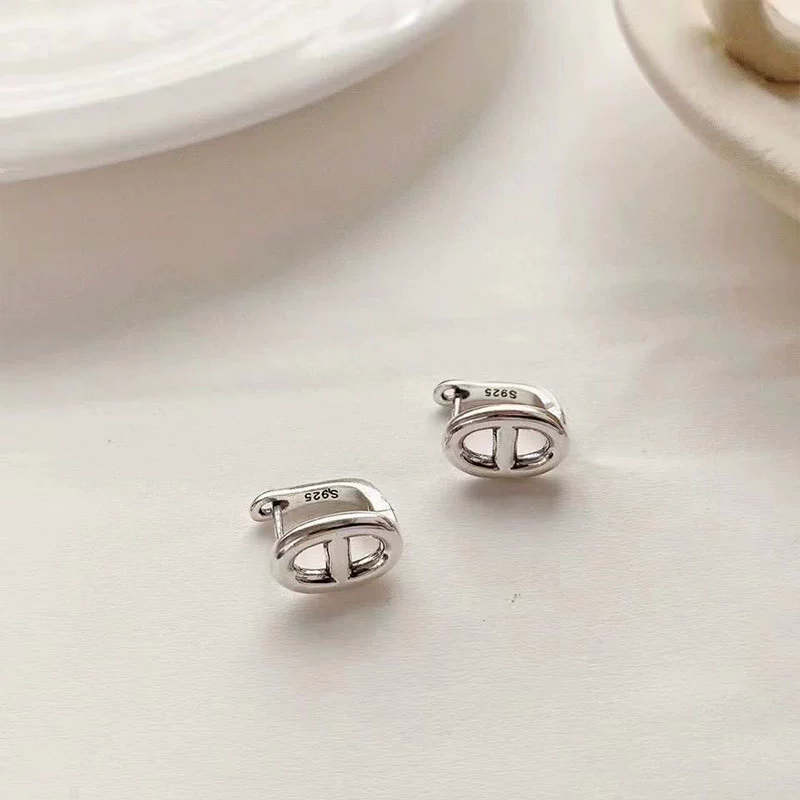 Серебряная игла, ретро модные креативные серьги, корейский стиль, серебро 925, простой элегантный дизайн