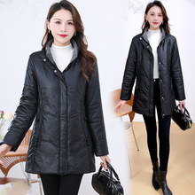 时尚免洗皮棉衣女2025冬季新款韩版气质通勤中老年女装棉服棉袄