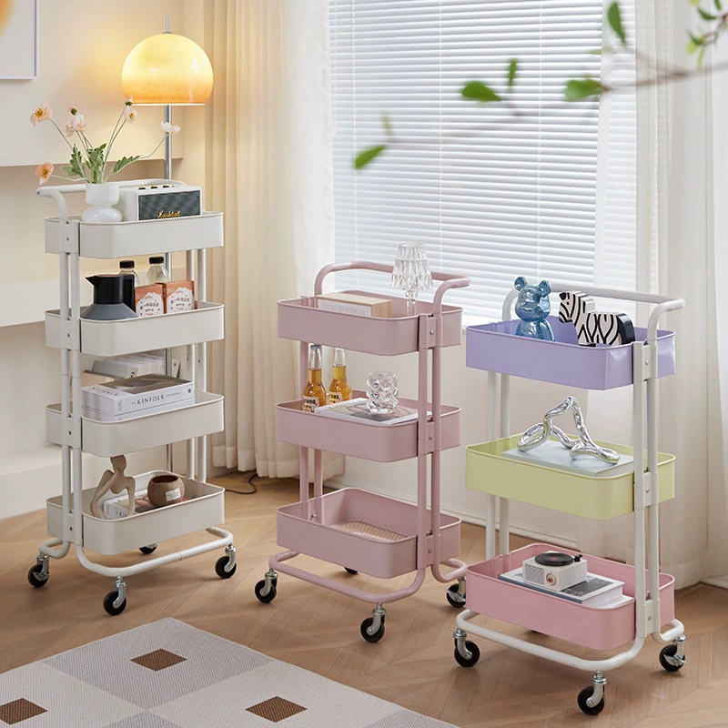 Lask Carbon Steel Kitchen Storage Rack Bathroom Snack Storage Rack Removable Multi-layer Simple Trolley