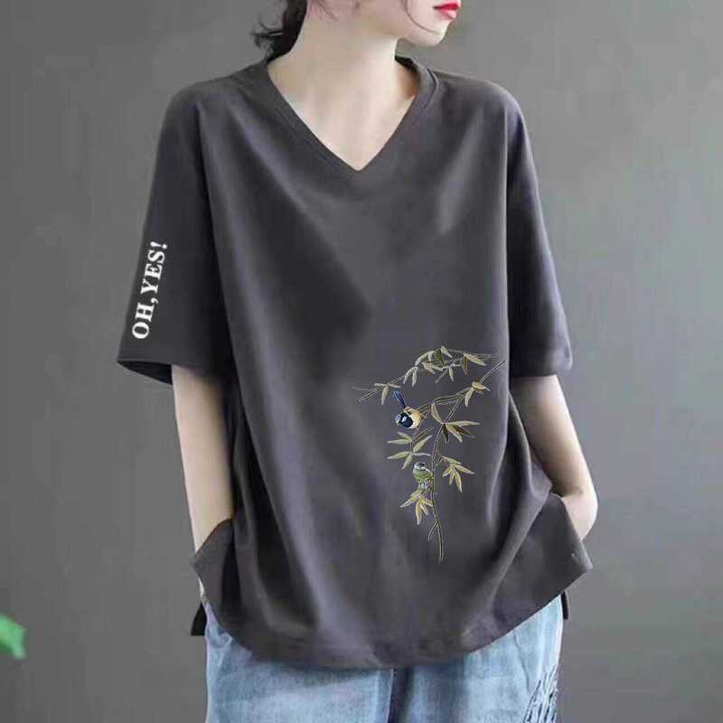New Chinese Short-sleeved T-shirt Women's Harajuku-style Slimming Casual Age-reducing Top Loose Half-sleeved New Chinese Short-sleeved T-shirt Women's Harajuku-style Slimming Casual Age-reducing Top Loose Half-sleeved