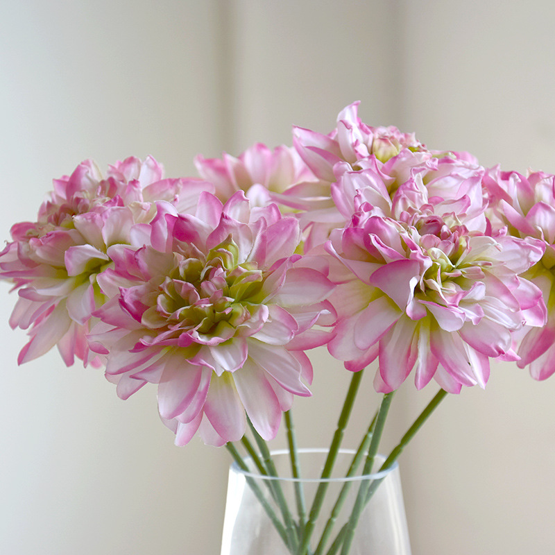 Cross-Border Artificial Flower Wholesale Ins Light Luxury Simple Home Decoration Fake Flower Bar Table Flower Roasted Edge Single Dahlia