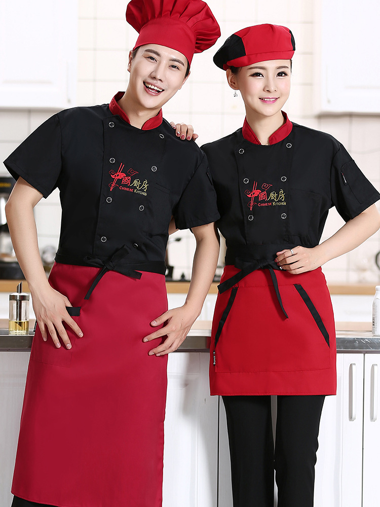 Ropa de chef de manga corta, cocina de verano, restaurante, ropa de trabajo de chef de restaurante, ropa de cocina de comedor escolar de manga larga, gran tamaño al por mayor