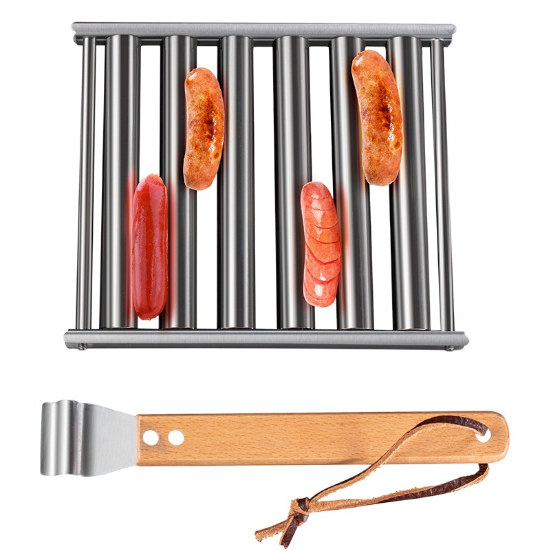Estante para perritos calientes de Amazon, estante para salchichas, estante para salchichas de acero inoxidable desmontado, parrilla rodante para perritos calientes