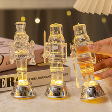 跨境新款胡桃兵国王士兵透明胡桃兵圣诞节装饰胡桃夹子桌面摆件灯