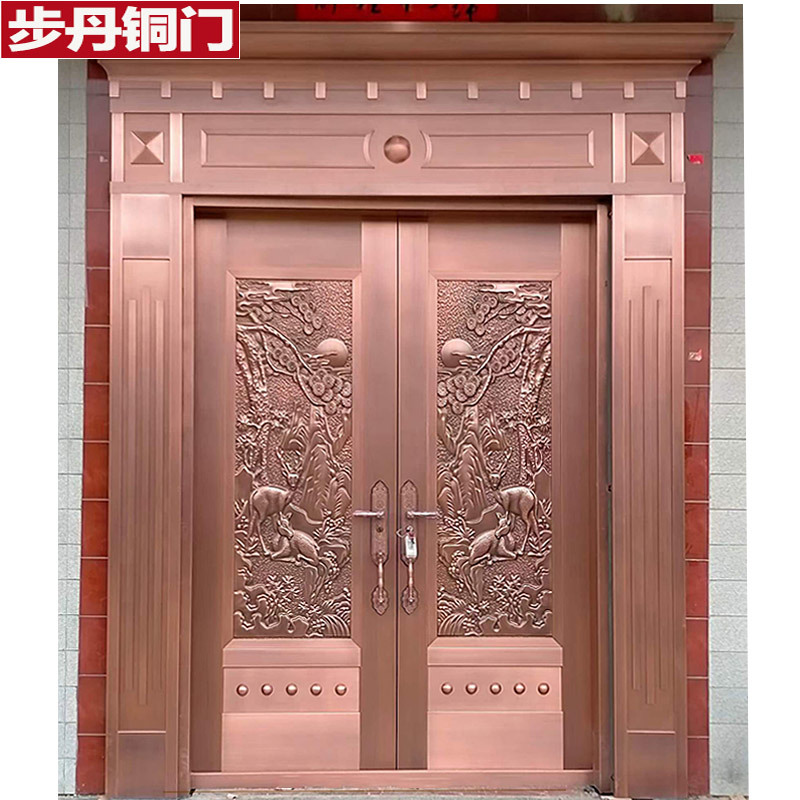 步丹铜门定做别墅门双开大门不锈钢防盗门庭院门入户浙江永康门厂