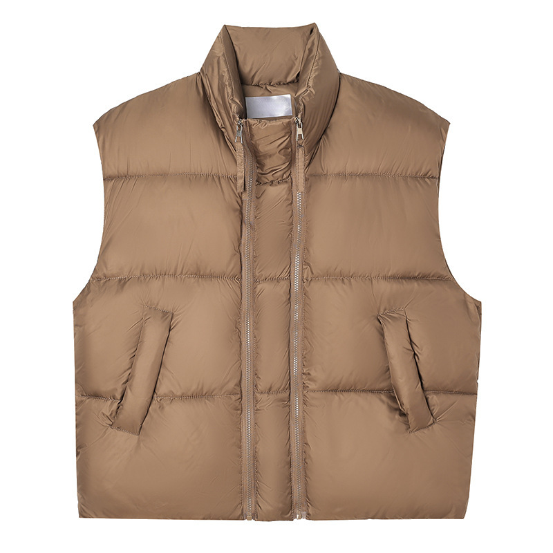 2025 otoño y invierno chaleco de pluma de algodón para mujeres estudiantes cortos encapuchados abrazadera de caballo caliente estilo coreano delgado y chaleco con cremallera image 5