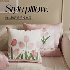 ピンクの花の枕ピンクの枕正方形の装飾的なソファの装飾品枕カバー取り外し可能で洗える枕