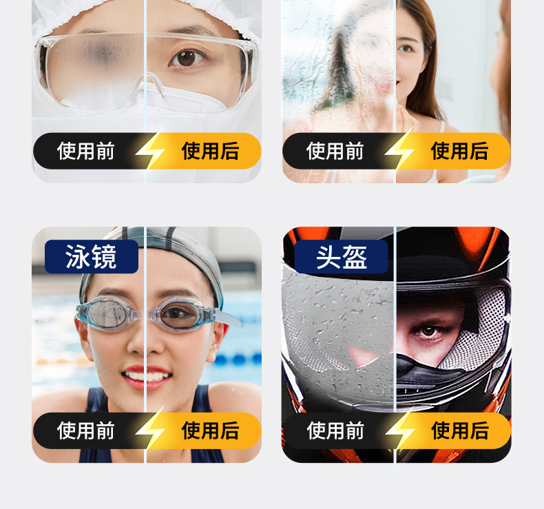 Anti-Fog Agent Car Windshield Long-Lasting Defogging Rain Film Water Repellent Spray Rearview Mirror Anti-Rain Artifact