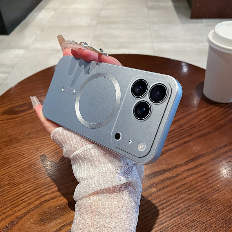 适用iPhone17PROMAX手机壳磨砂纯色金属漆磁吸苹果16/15防摔软壳X|undefined