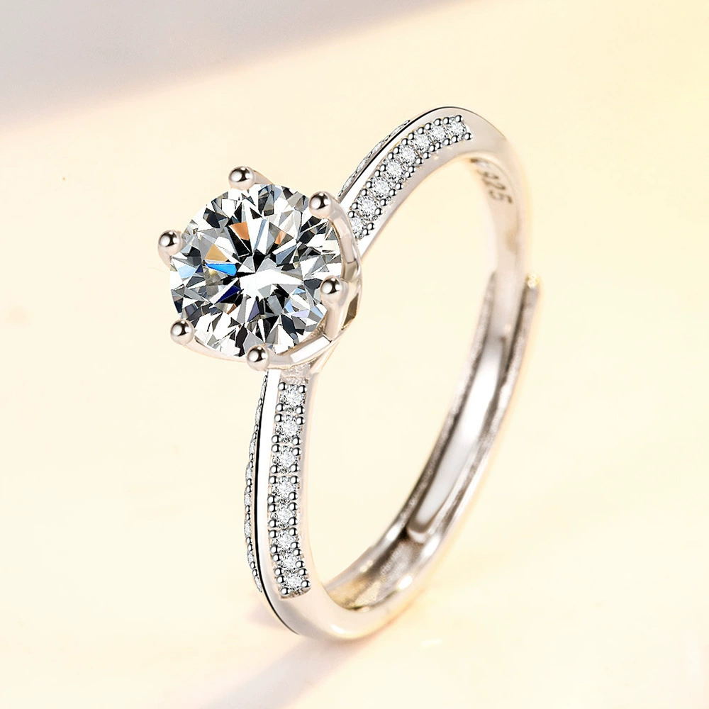 Jingdong Fashion Douyin Хит продаж Полукрест Montellar Mossian Montellar Diamond кольцо женское шесть зубов 1 карат открытое кольцо