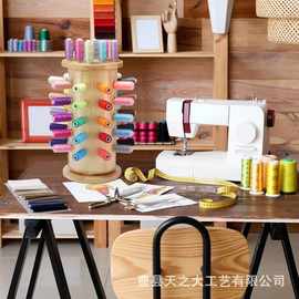 跨境木质旋转线轴架家居缝纫梭芯编织纱线架毛线绕线器假发展示架