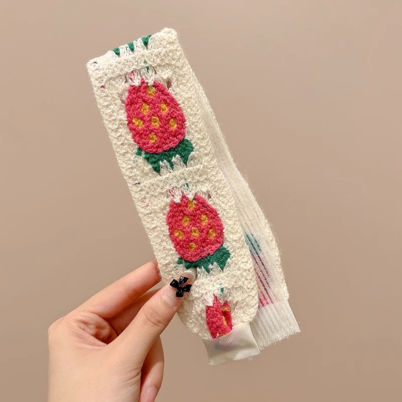 Pastoral viento de punto velcro broche frente de mujer fresa acabado artefacto para adultos broche de cabello 2025 nueva banda de cabello