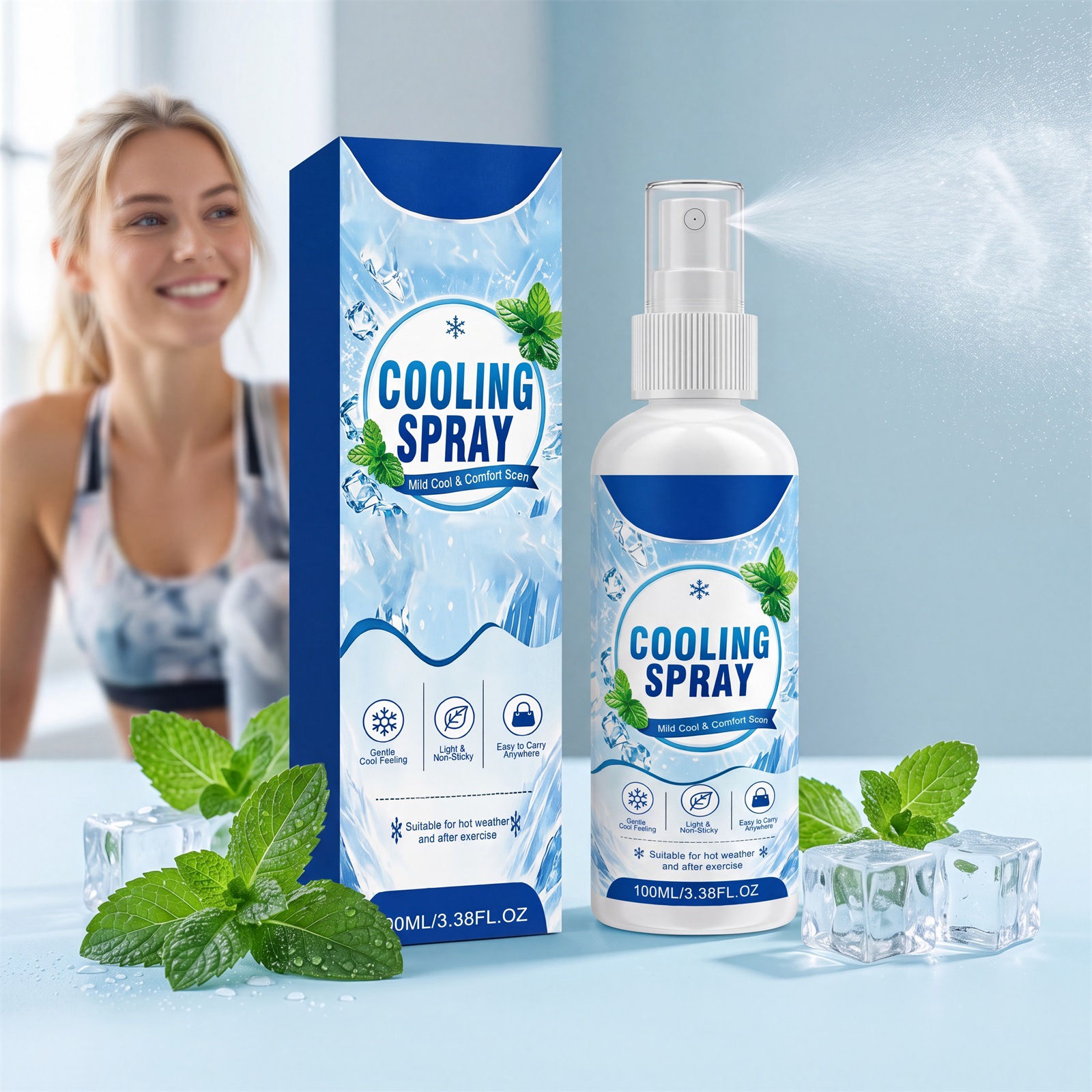 Fabric Cooling Spray with Mint Ingredients, Suitable for Various Summer Sports Activities, Providing a Cool and Comfortable Portable Spray