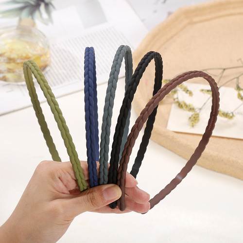 Japanese and Korean frosted narrow-edged braided braided headbands, simple and stylish women's hairbands, hair accessories