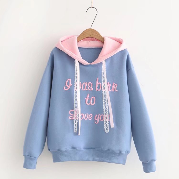 Embroidered Hoodie in Blue