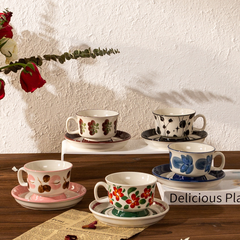 Antique Coffee Cup Hand-painted Niche Afternoon Tea Cup Exquisite High-value Mug Advanced Sense Coffee Cup