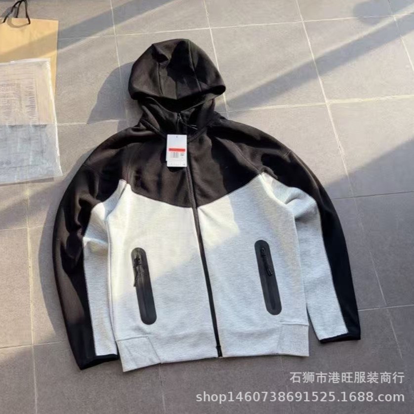 Spring Men's Sports Sweatshirt with Small Hook Embroidery, Pure Cotton Hooded Casual Jacket, Loose Fit, Large Size, Outdoor Running and Fitness