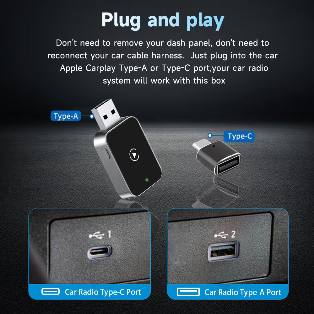 Cross-Border New Carplay Box Android Auto Two-In-One Car Wired to Wireless Adapter