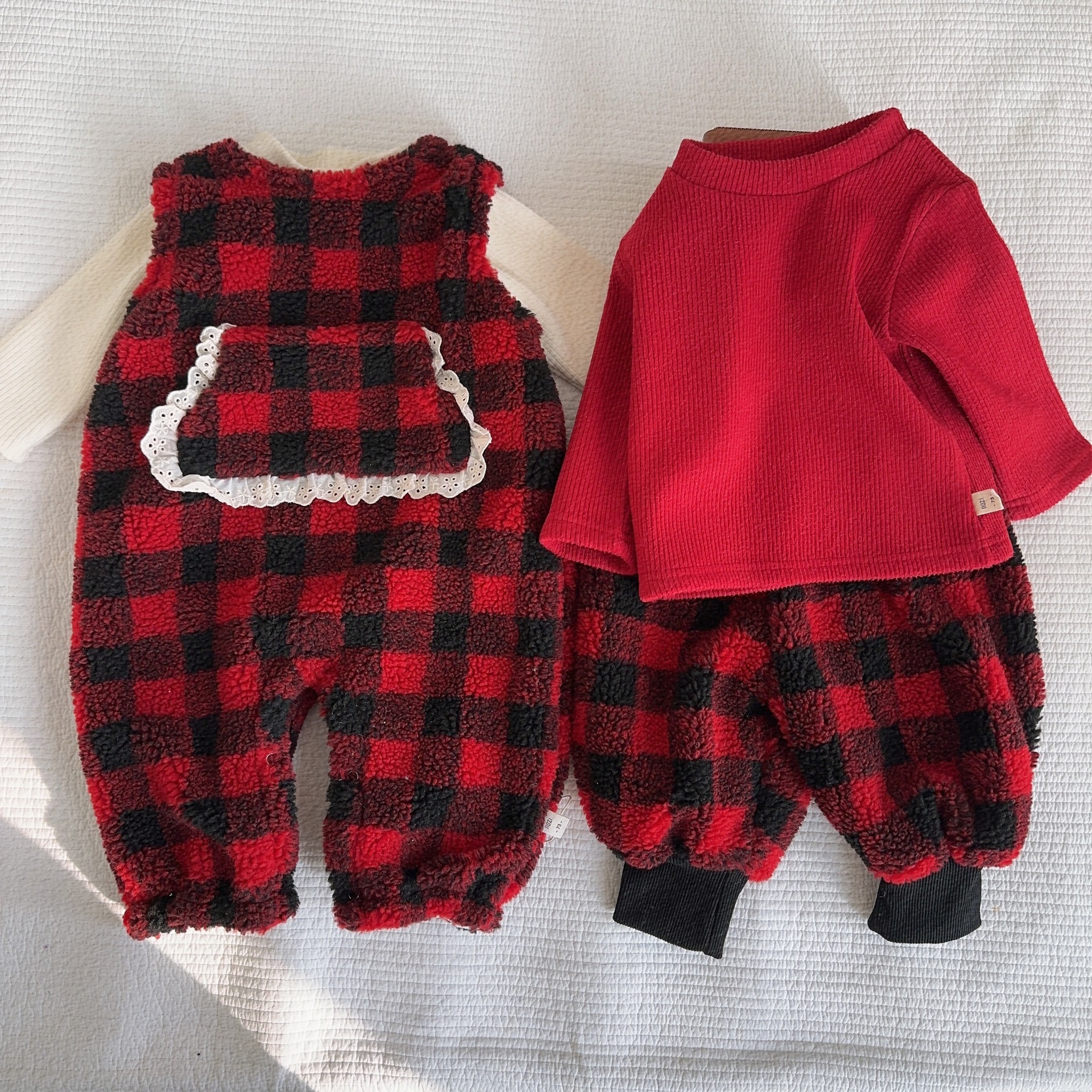 Conjunto Térmico de Overol para Bebé, Set de 2 Piezas, Algodón, Engrosado, Suave, para Invierno