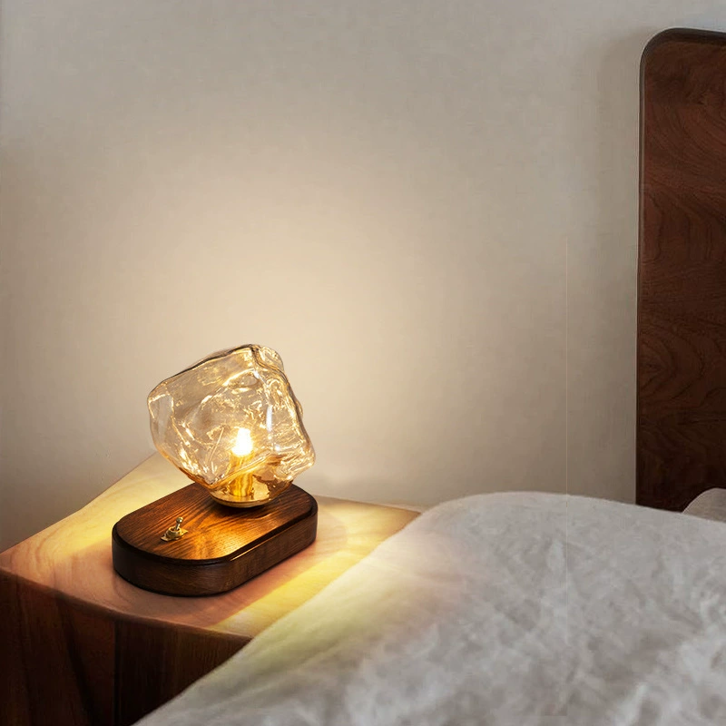 Design ice cubes, table lamp for bed, lantern, night light for living room, sofa, retro lights