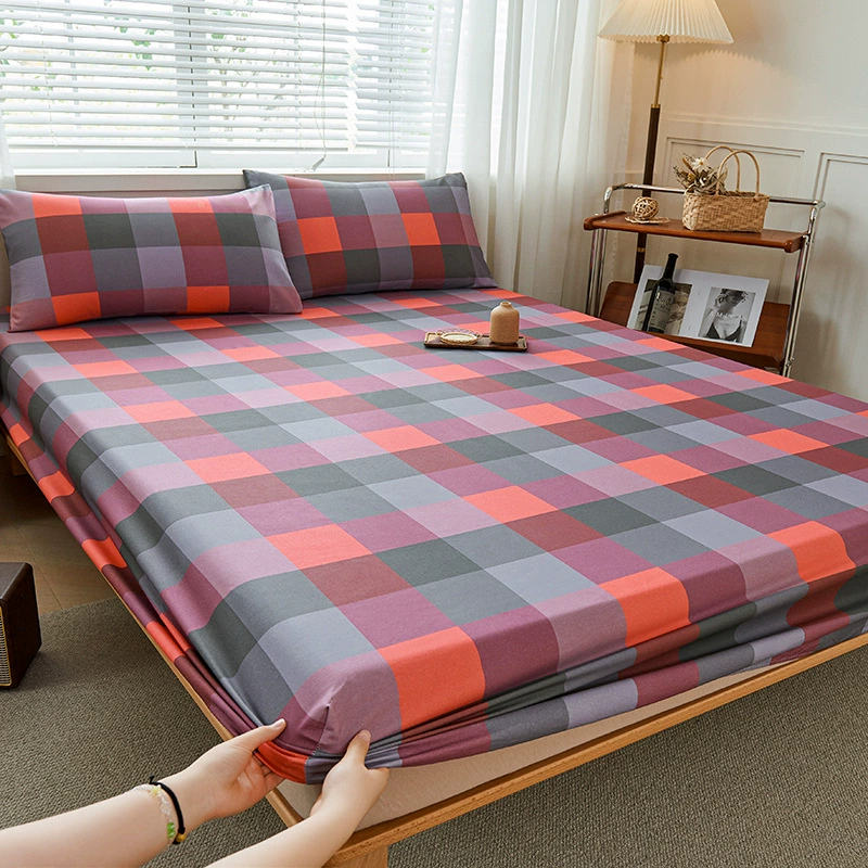 Thickened old coarse cloth sheets, simple striped home double machine washable student dormitory sheets, can be equipped with a three-piece set