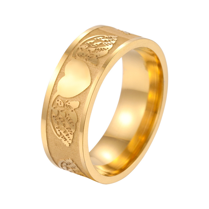 Fashionable wing heart chapter knuckles ring for Woman Man golden finger ring stainless steel jewelry lover gift
