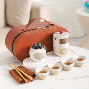 Kangbaijia Light Luxury Travel Tea Set Portable Bag Quick Cup Set Mid-Autumn Festival Spring Festival Business Gift Company Logo