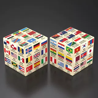 创意跨境外贸魔方三阶解压认知世界各国旗定制顺滑儿童益智小学生