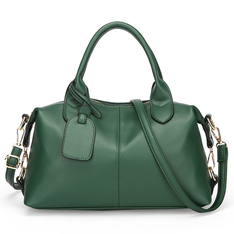 Women's Soft Leather Large Capacity Boston Bag Handheld Commuter Tote Handbag_voghion.com