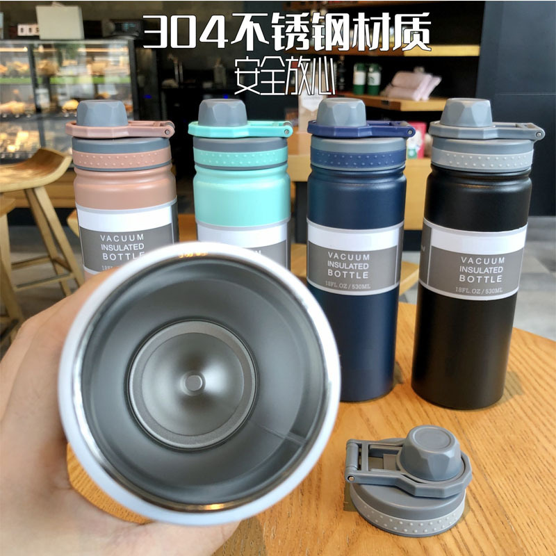 Vaso Aislado de Acero Inoxidable 304 Transfronterizo para Estudiantes Masculinos y Femeninos, Botella de Agua Deportiva Portátil para Exteriores, Venta al por Mayor para Coche