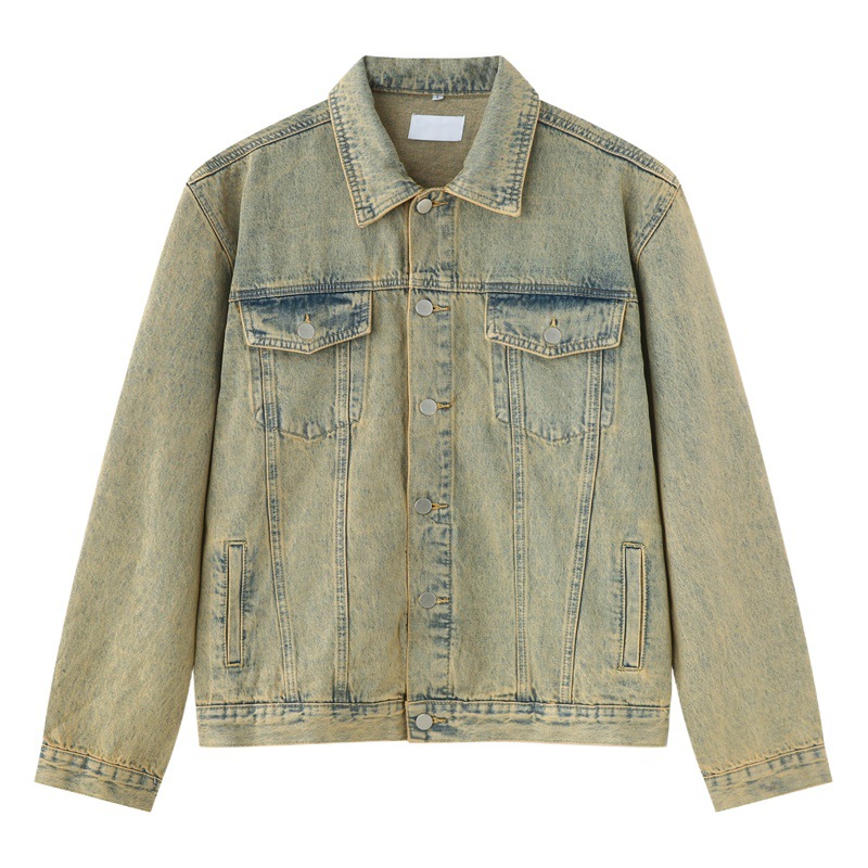 Mtlclothes ropa de Hombre | 2023 otoño retro simple apenada Denim coat washed jeans Loose