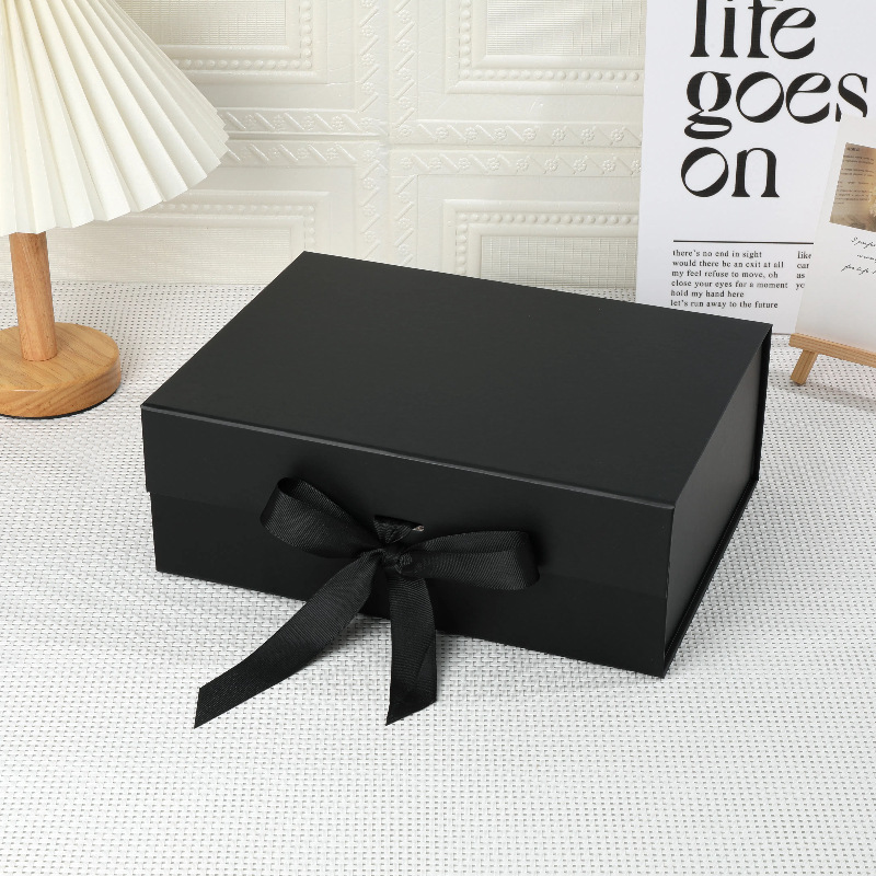 Caja de regalo cosmética magnética – plegable, de papel rosa o negro grueso, ideal para perfumes o maquillaje