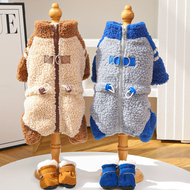 潮牌猫衣服猫咪秋冬加厚四脚绒衣双面绒拉链宠物狗狗无毛猫用品发