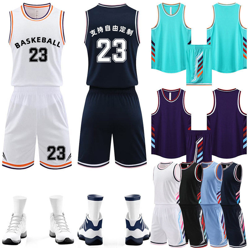 American Basketball Clothes suit Loose Vest College Students Children's Training Clothes Quick-drying Printing Custom Sports Ball Clothes for Summer