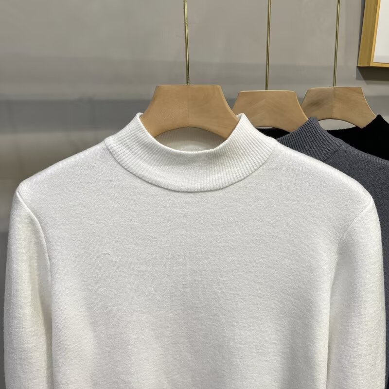 Herren Rollkragenpullover Mit Fleecefutter Slim Fit Strickpullover_voghion.com