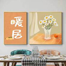暖居餐厅装饰画餐桌墙面挂画装饰轻奢风客厅壁画背景墙画植物花卉