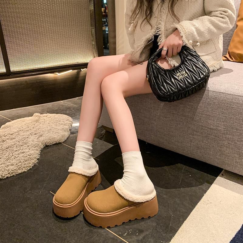 Baotou Birkenan Shoes Women's Half Slipper Cotton Shoes 2024 Autumn and Winter New Outfit Thick Sole Increased Snow Boots Mao Mao Slippers