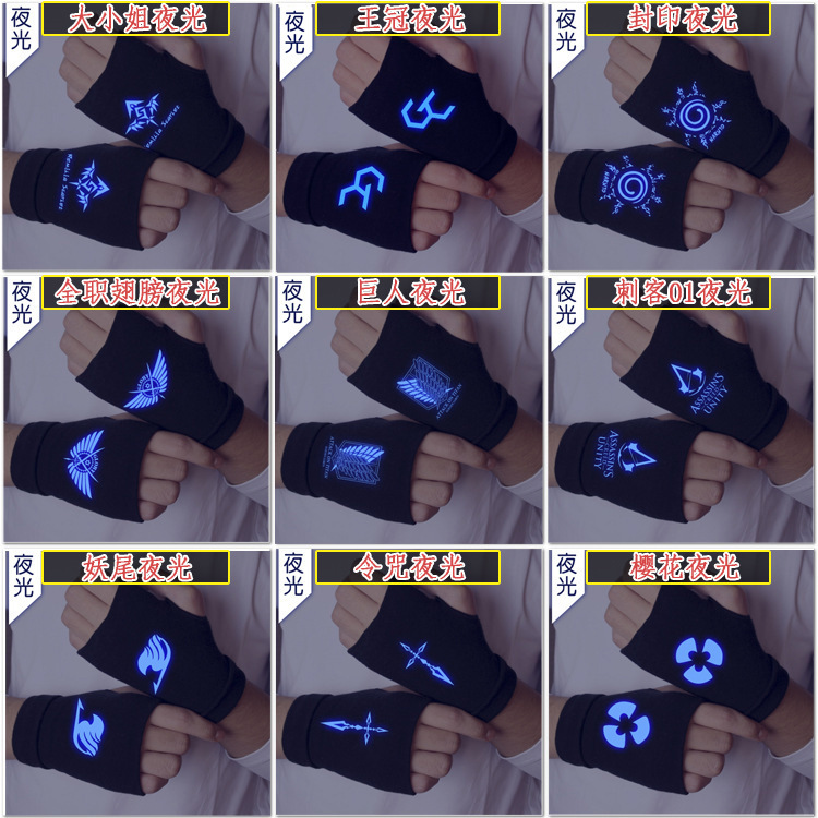 Anime Glove Half Finger Gloves Thick Warm Thumbless Gloves Typing Writing Night Light Model Wrist Guard