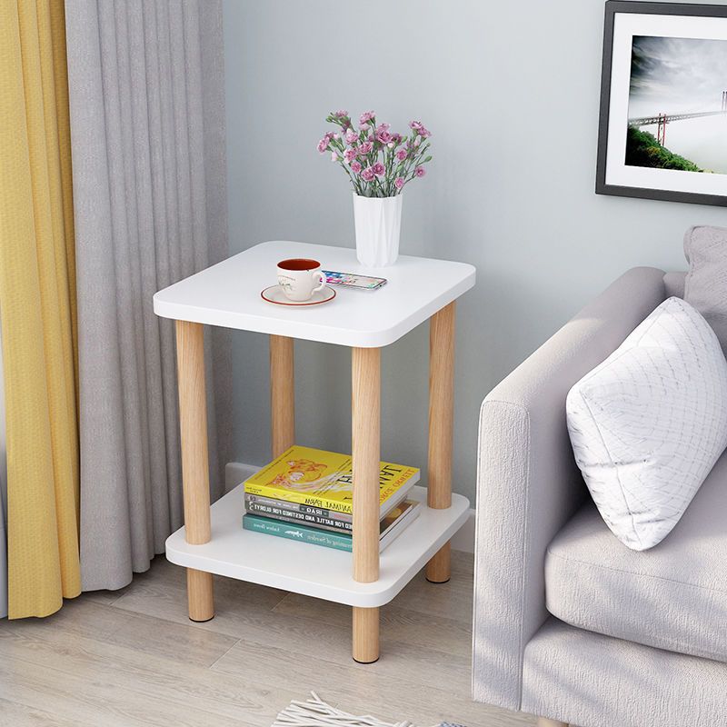 Mesa lateral de sofá de doble capa mesa de té pequeña simple apartamento pequeño mesa de sala de estar dormitorio mini mesa pequeña fábrica una pieza al por mayor
