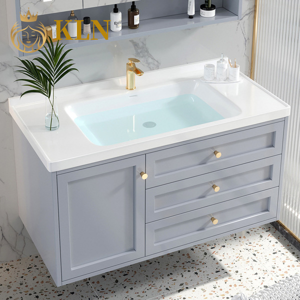 Baked paint Multi -layer solid wood bathroom cabinet combination…