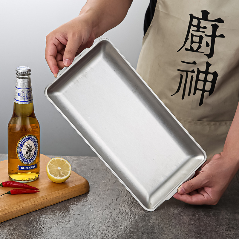 メーカー卸売りステンレス漢式長方皿鍋牛肉焼肉皿平底皿厚肉焼き皿|undefined