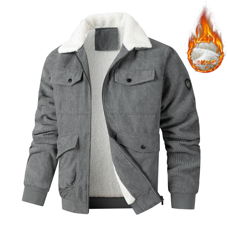 Chaquetas de pana chaquetas de otoño e invierno hombres más chaquetas de bolsa múltiple engrosadas chaquetas de cordero de comercio exterior chaquetas transfronterizas