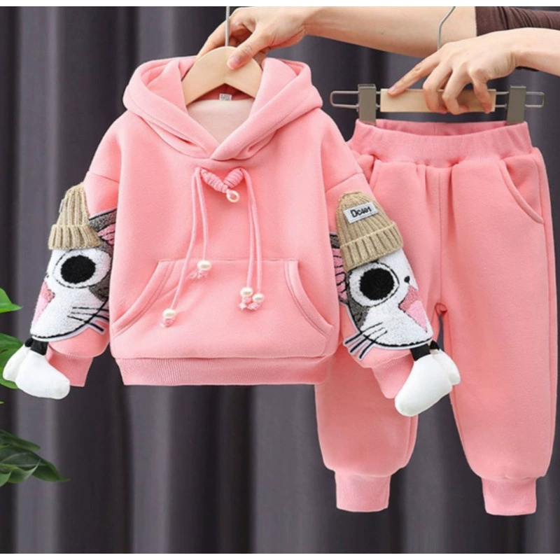 Весенний и осенний набор девочек новый детский свитера из двух частей модный зимний костюм кошки с длинными рукавами